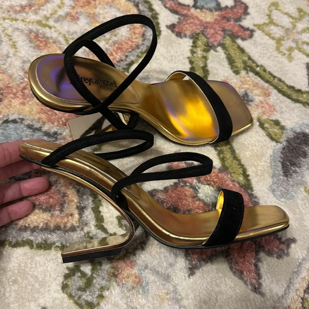 Jeffrey Campbell open toe golden heel - Picture 2 of 6